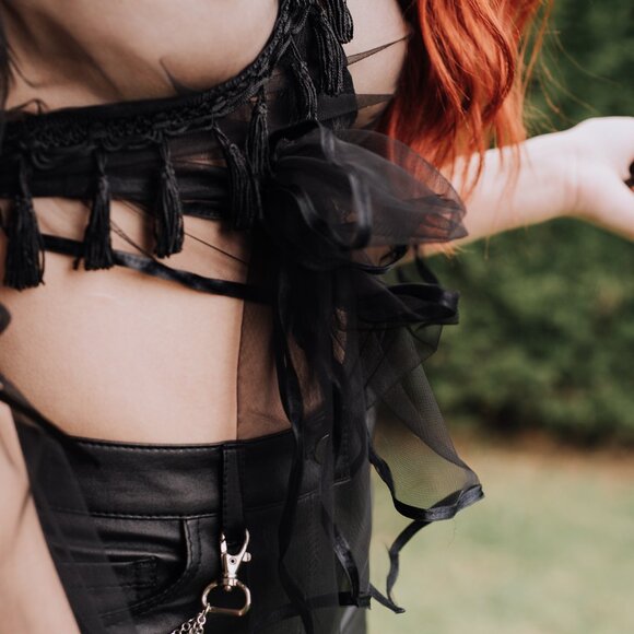 Maison Revolt – Sheer Tulle Wrap-Around Fringe Top (Sample Piece) – Size S - Picture 10 of 11